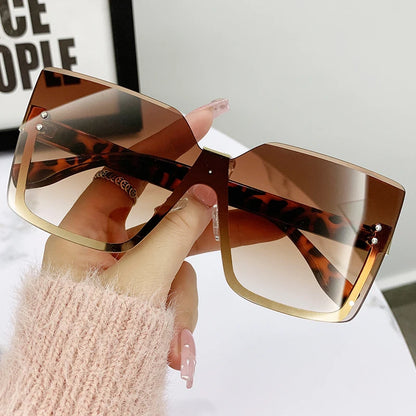 Rimless Sunglasses Women Square Fashion Glasses