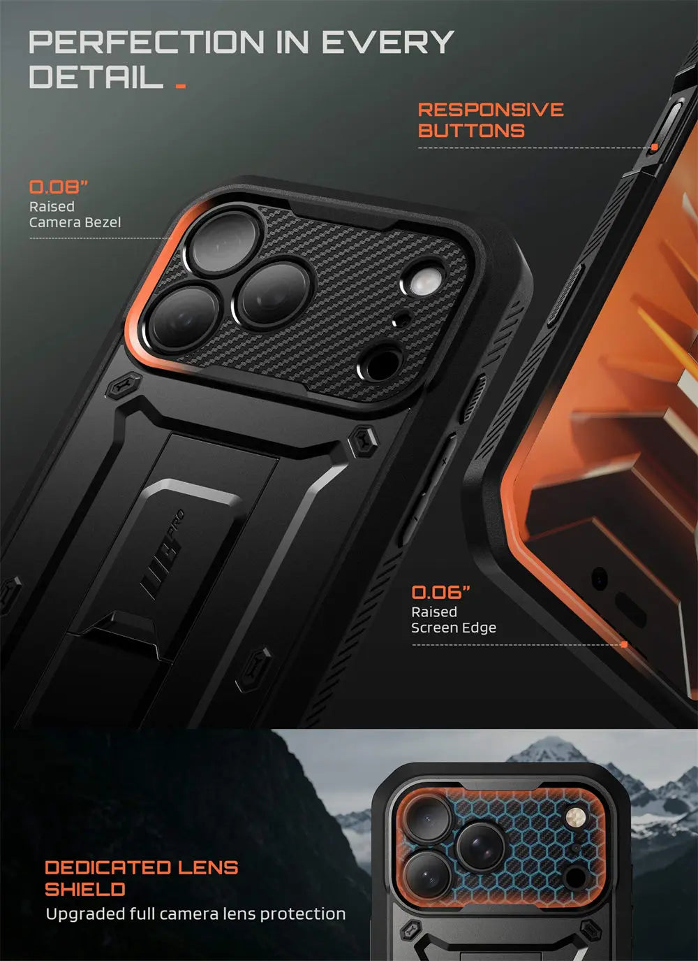 Full Body Rugged Phone Case with Built In Screen Protector and Belt Clip Holster for iPhone 17 Pro Max and iPhone 18 Pro Max