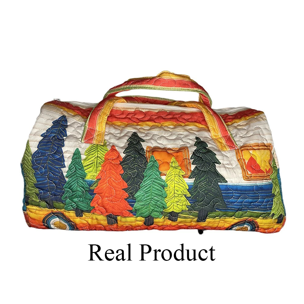 Quilted 3D Printed Cactus Floral Travel Duffel Bag Lightweight Polyester Spacious Carry-On Bag for Weekend Trips Gym Vacation