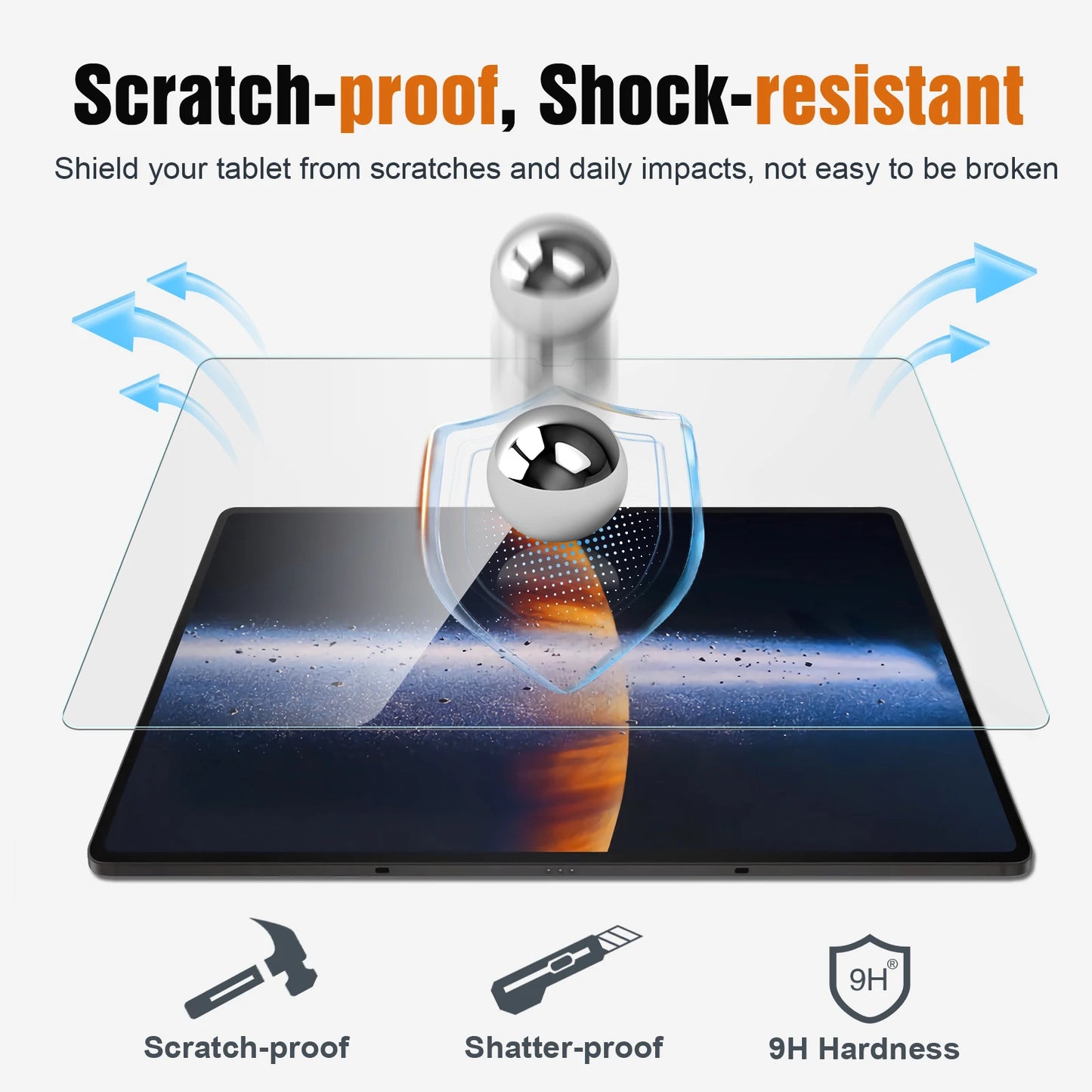 2 Pack Screen Protector for Samsung Galaxy Tab S9 FE/Galaxy Tab S9 2023/Galaxy Tab S8/Galaxy Tab S7,Tempered Glass,High  Respon