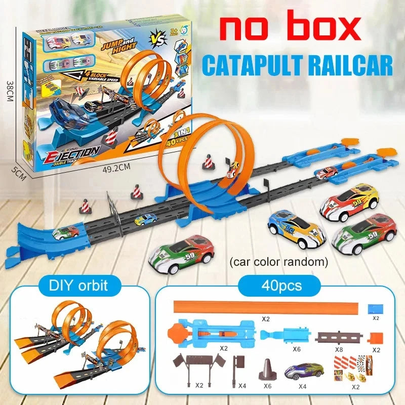 Stunt Speed Double Car Wheels Model Toys For  Racing Track Diy Assembled Rail Kits Educational Interactive Boy  Toy