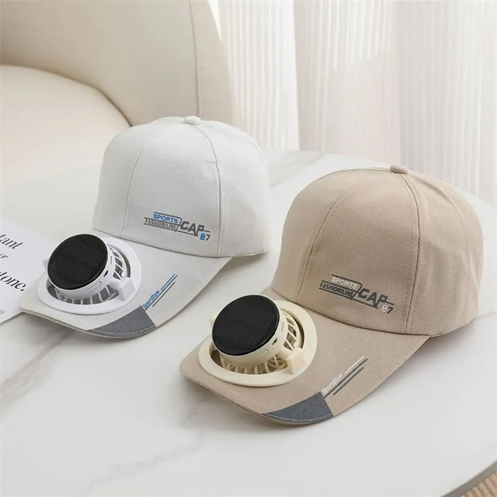 Solar Fan Baseball Cap With Rechargeable Battery