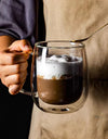 250/400ml Clear Double Wall Glass Cup Home Coffee Milk Mug With Handle Hot Cold Beverage Juice Drinkware Cup Set Of 1/2/4pcs