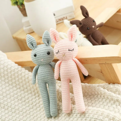 Rabbit Stuffed Plush Toys Baby Cute Bunny Dolls Toy Knitted Bunny Plush Toy Baby Soothing Sleeping Crochet Doll Handmade Figure