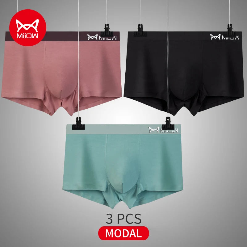 3-Pack Men’s Modal Graphene Boxer Shorts – Antibacterial Crotch, Comfortable Fit