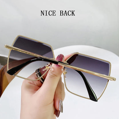 Fashion Rimless Sunglasses Women Square Glasses Luxury Shades