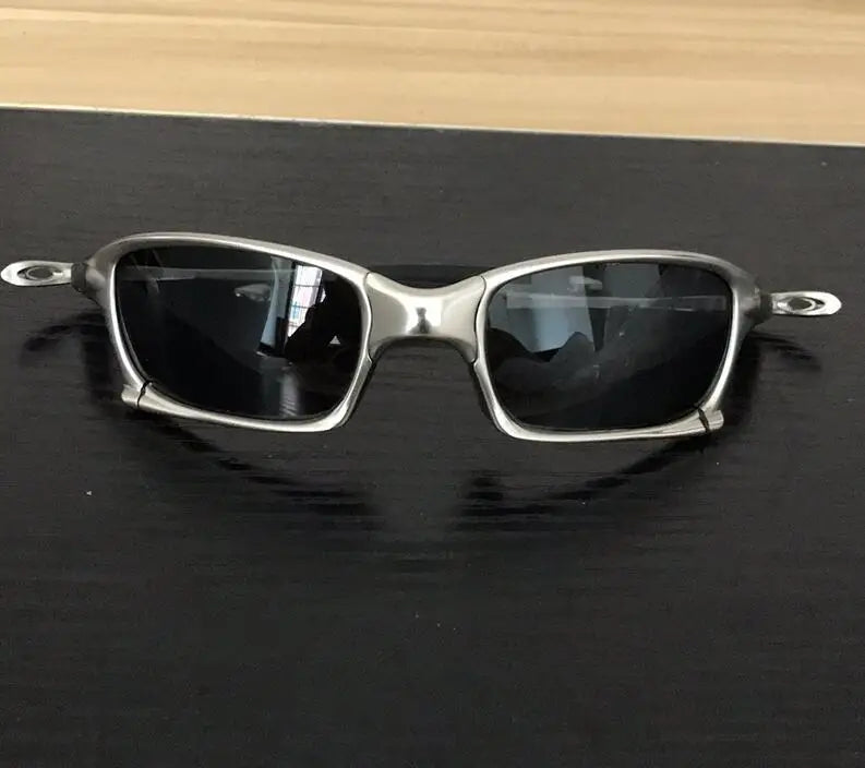 Polarized UV400 MTB Bike Cycling Sunglasses – Silver Metal Frame Riding Fishing Eyewear