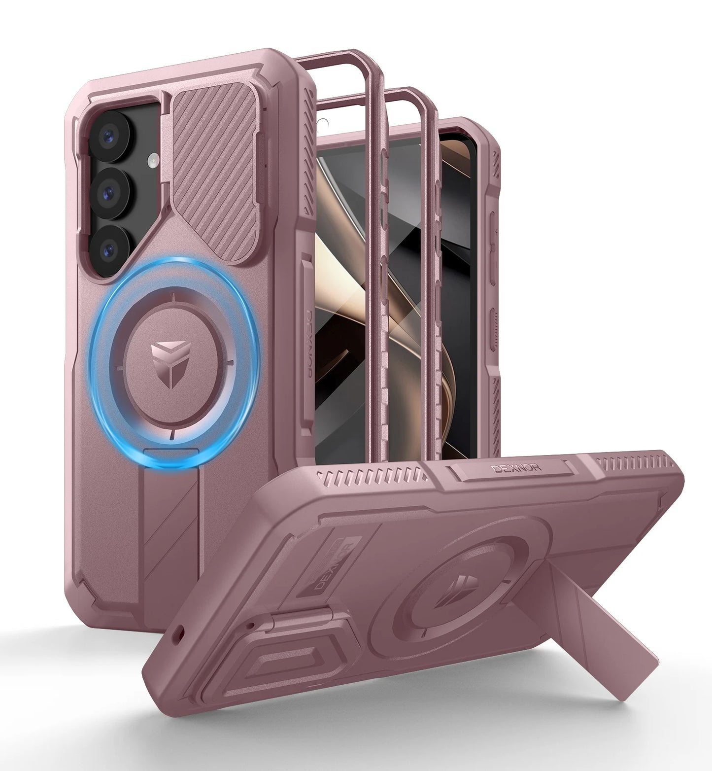 For Samsung Galaxy S25/S25 Plus/S25 Ultra Shockproof Case with Built-in Sliding Camera Cover Built-in Screen Protector Kickstand