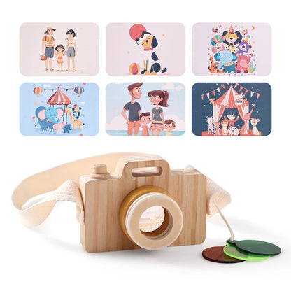 Wooden Camera Puzzle Toy With Cards Montessori Toys For Children Handmade Wooden DIY Presents Baby Room Decoration Outdoor Toy