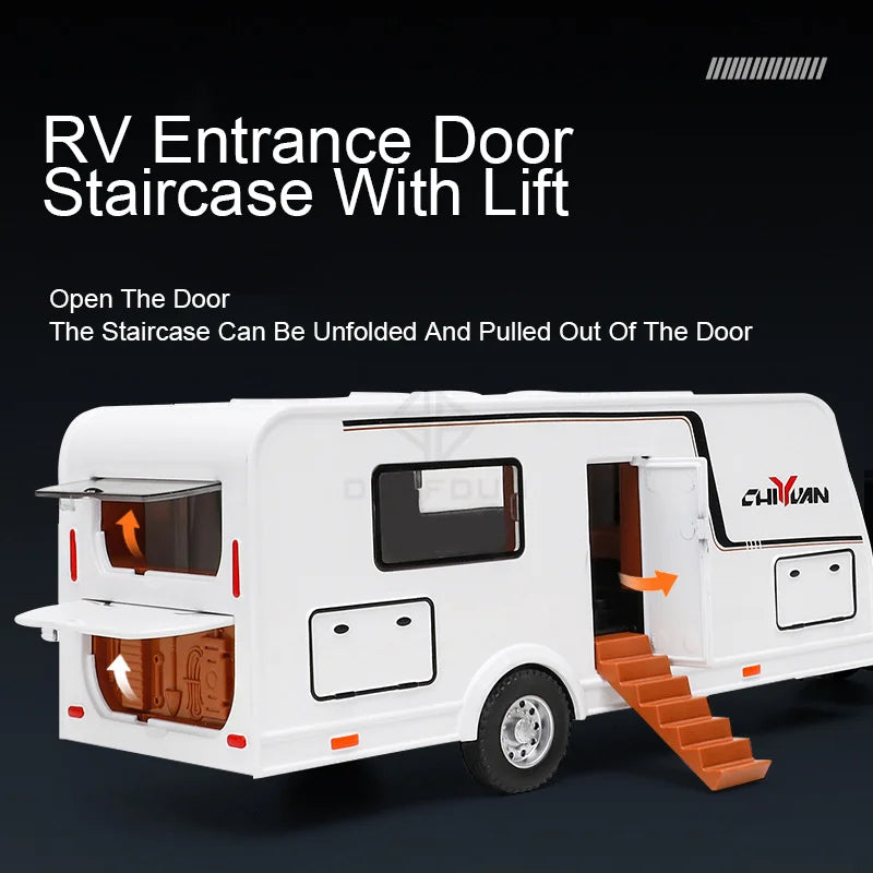 1/32 Rolls Royce Cullinan RV Car Model Alloy Diecast Off-road Vehicle Toy With Sound and Light Camping Car Model  For Boys Gifts