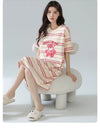 Women’s Cotton Nightgown – Korean Style Cute Print, Summer Short Sleeve Sleepwear Dress