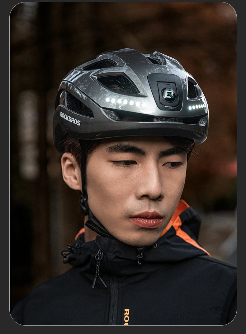 Bicycle Light Helmet Type-C Rechargeable Front + Rear Light Warning Bike Helmet Head MTB Road Cycling Helmet