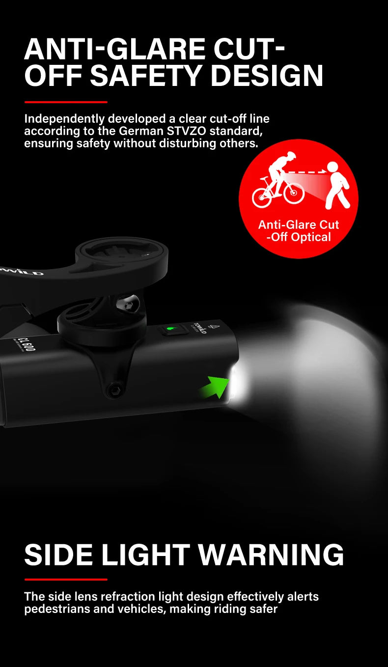 CL600S Bike Light Front Lamp 600 lumens USB Rechargeable LED 2600mAh Bicycle Light IPX6 Waterproof MTB Bicycle headlights