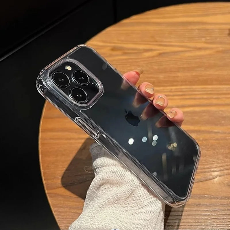 Luxury Transparent Soft Acrylic Phone Case for iPhone 17 Air 16 15 Pro Max 14 Pro Shockproof Cover