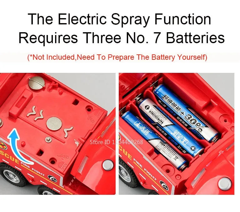 1:32 Water Spray Fog Fire Truck Model Sweeper Toy Car Sound Light Pull Back Doors Opened Vehicles Collection  Gifts