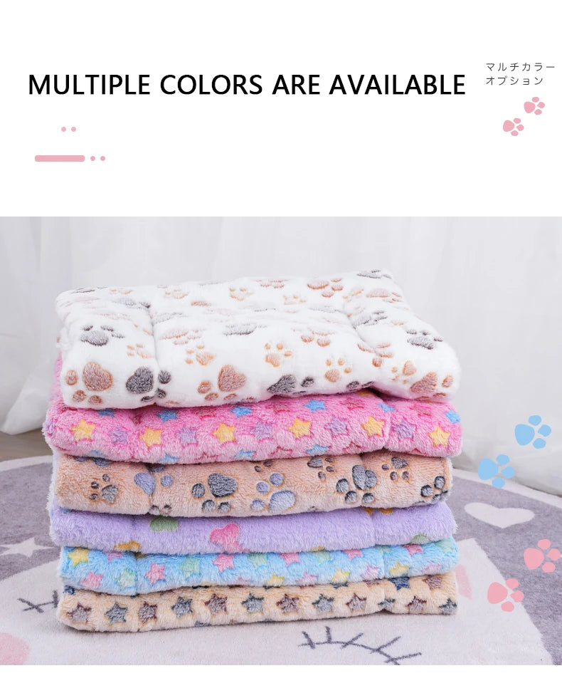 Washable Coral Fleece Pet Blanket Cushion Mat for Dogs and Cats