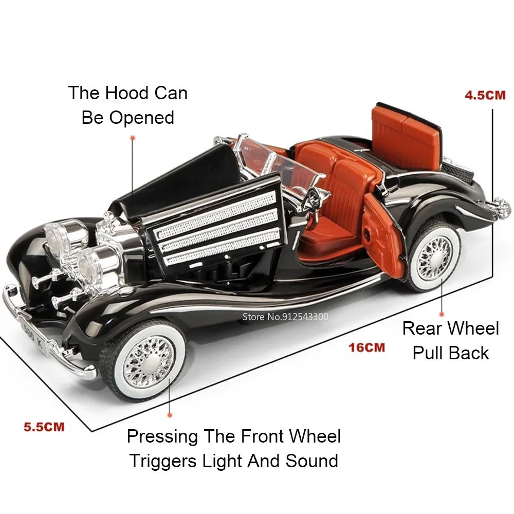 Scale 1:32 500k GLS580 Classic Car Model Toy Doors Opened Alloy Body Rubber Tire Vehicle Sound Light Models Collection Boys Gift