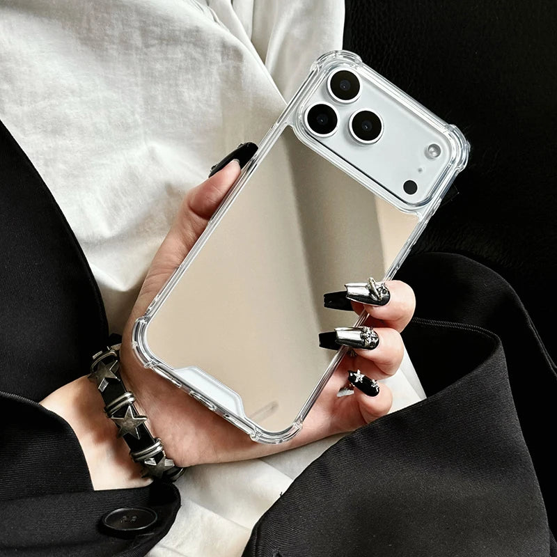 Luxury Plating Make Up Mirror Phone Case For iPhone 17 16 15 Pro Max 14 Plus Air Shockproof Cover