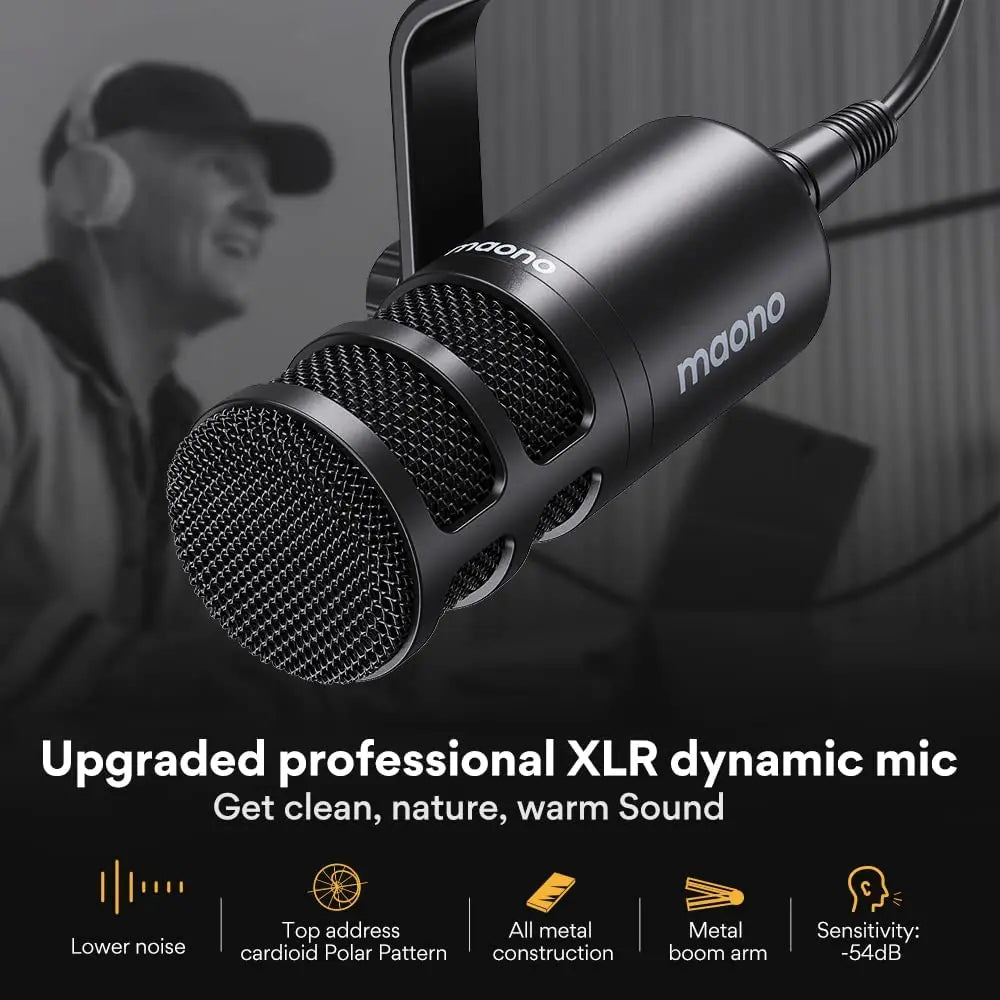 Dynamic XLR PC Microphone All Metal Gaming Broadcast Recording Streaming Works for Audio Interface Sound Card Mixer PD100