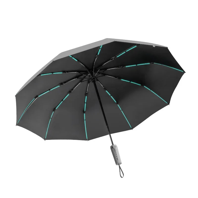 Reinforced 60 Rib Windproof Folding Umbrella with UPF 50 UV Protection Automatic Open Close