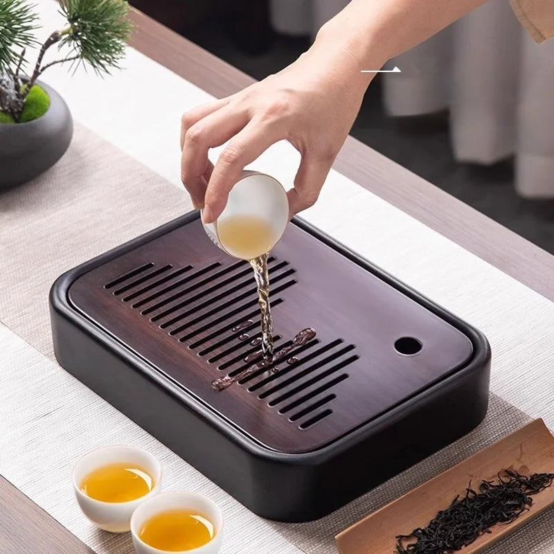 Kitchen Tea Tray Portable Dishes For Tea Bamboo Rectangle Storage Of Water Woodentray For Chinese Style Chaban Tea Table