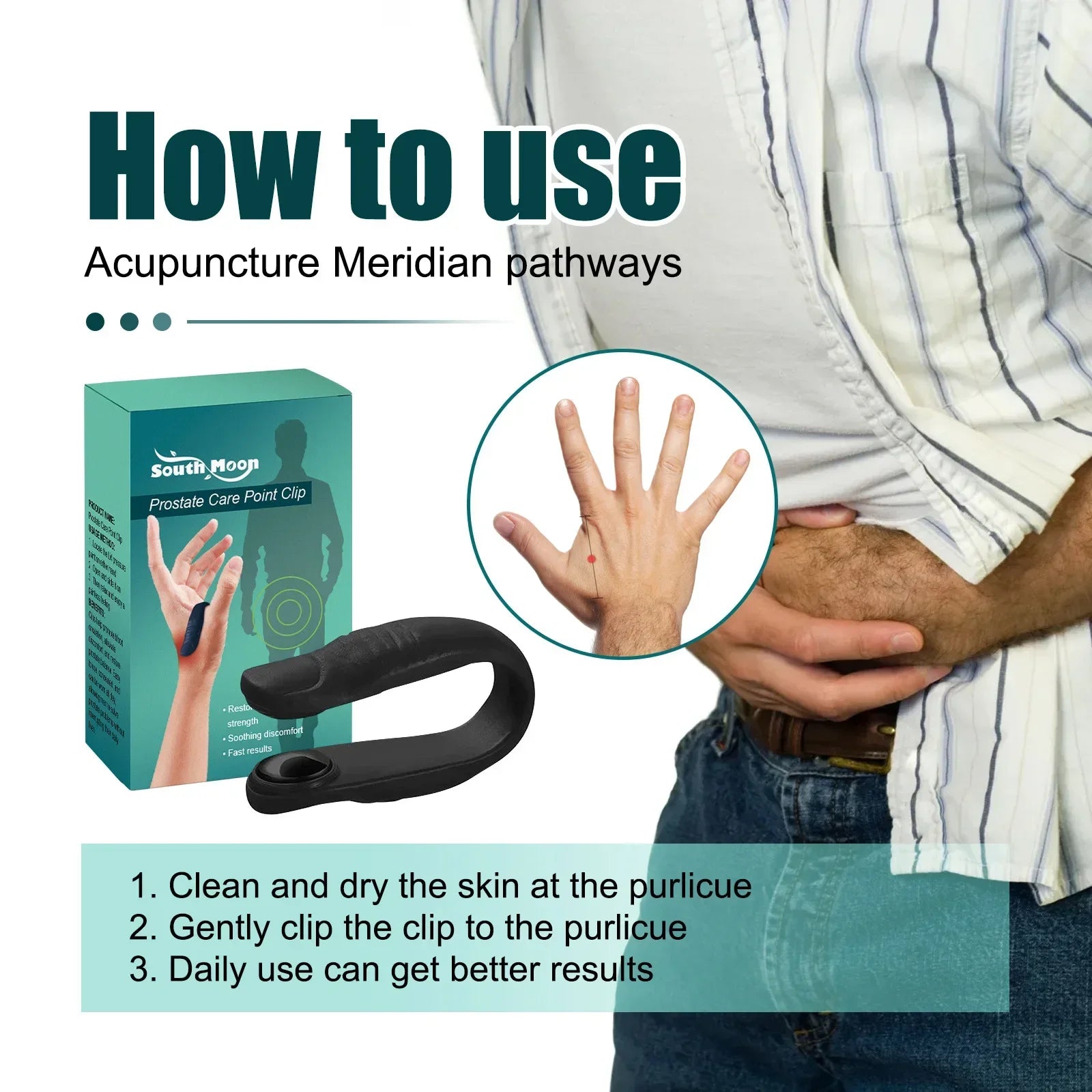 Prostate Acupoint Massage Clip for Urinary Comfort & Men’s Wellness