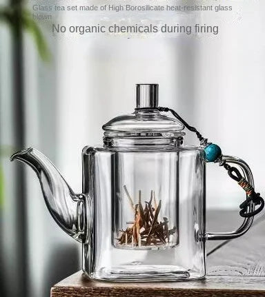Japanese Square Glass Tea Pot with Infuser Thickened Borosilicate Kung Fu Tea Set 300ml