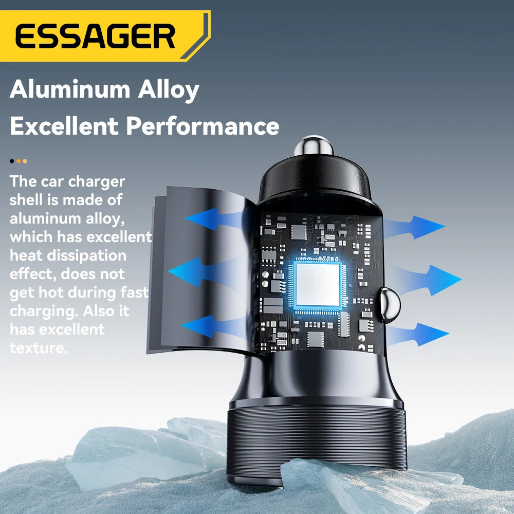 30W Mini USB C Car Charger PD 3.0 QC 3.0 Fast Charging Dual Port Compact Adapter
