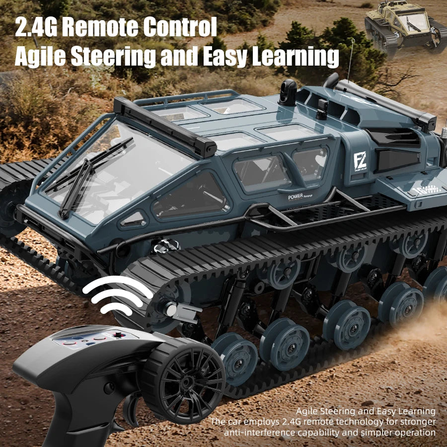 LED Light Full Scale Tracked Tank Simulation Model Toy RC Car Model Drift Remote Control Off-Road Vehicle Boy Gift
