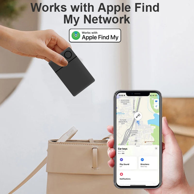 Ultra-thin Smart Bluetooth Global Position Systm Card Tracker Work With Apple Find My Wireless Rechargeable Back Cover For Iphone ID Card Finder
