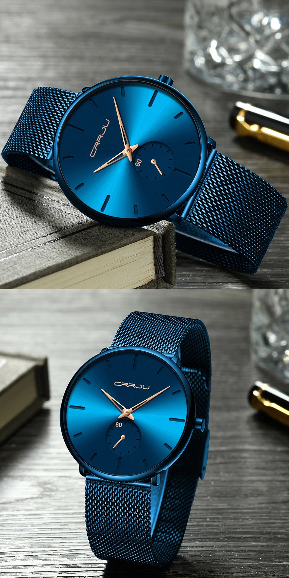 Fashion Mens Watches Top Brand Luxury Quartz Watch Men Casual Slim Mesh Steel Waterproof Sport Watch Relogio Masculino