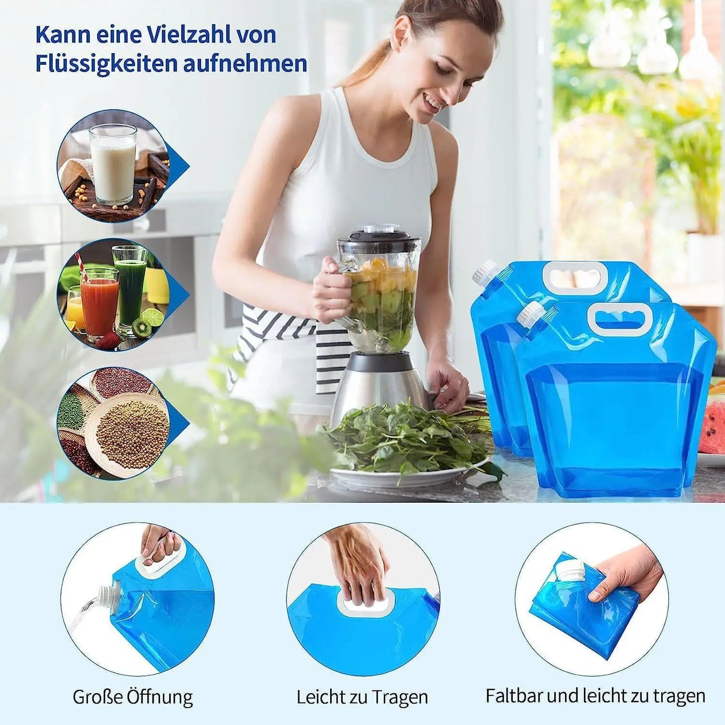 5/10/15L Outdoor Camping Water Bag Portable Folding Bucket Large Capacity Water Container with Handle Travel Camping Supplies