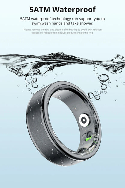 R03 Smart Ring Charging Case Men Women, Battery Life 39 Days, Health Monitor, IP68 & 5ATM Waterproof, Multi-sport Mode