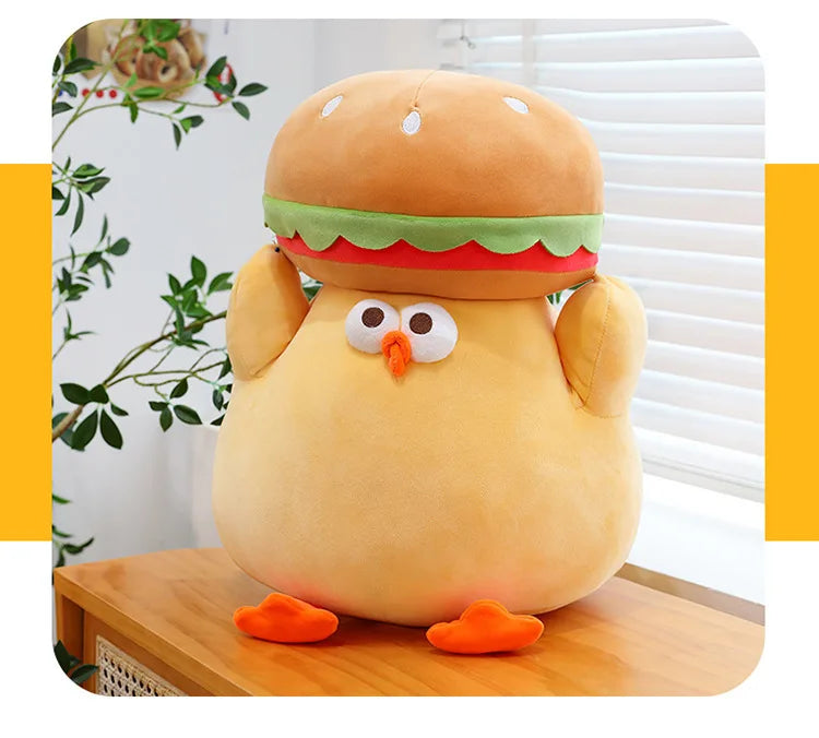 Cartoon Burger And Chicken Plush Toy Soft Throw Pillow