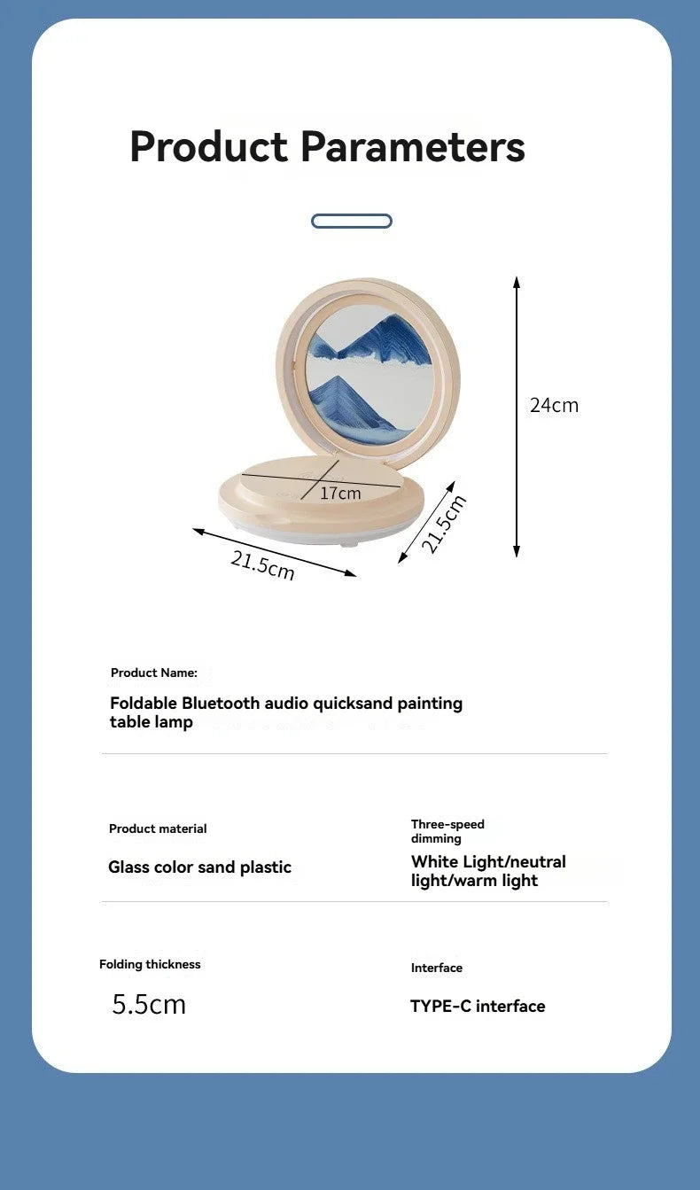 three in one folding sand painting bedside table lamp multifunctional wireles charging Bluetooth sound system music