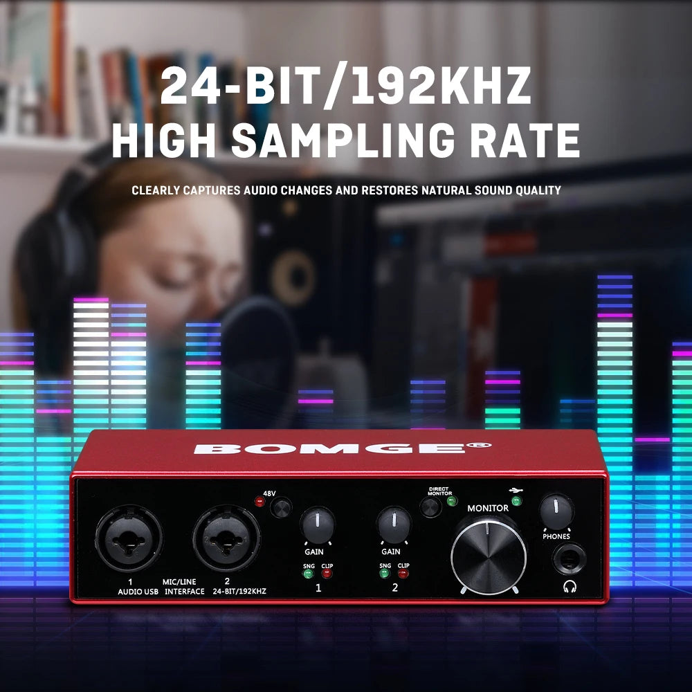 BMG22R Audio Interface with 24 Bit 192kHz Recording and 48V Phantom Power