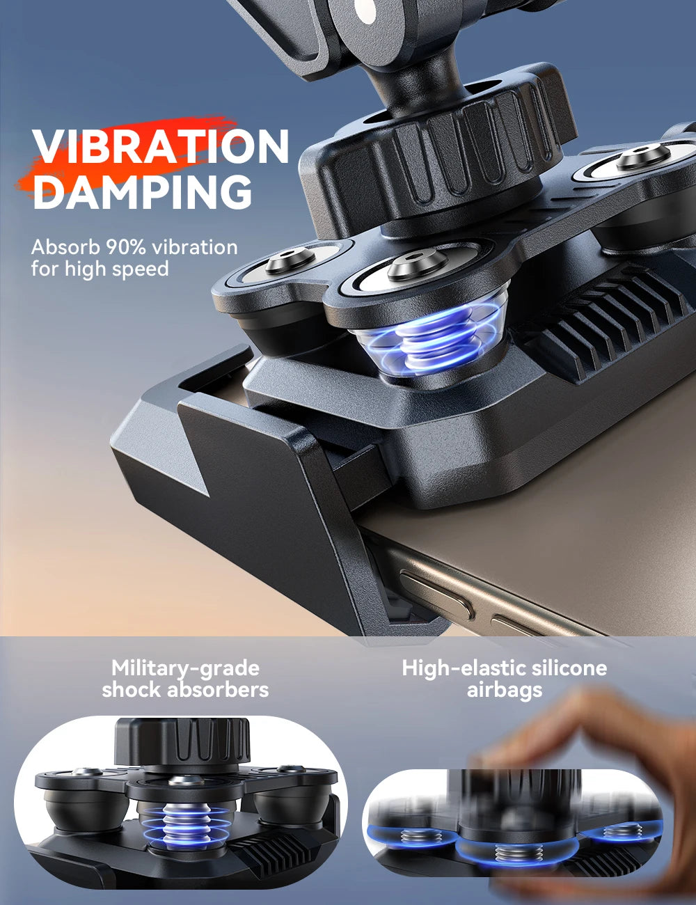 Shockproof Bike Phone Holder Half Enclosure 360° View Motorcycle Phone Mount Bicycle Cell Phone Holder For 4.7-7" Phones