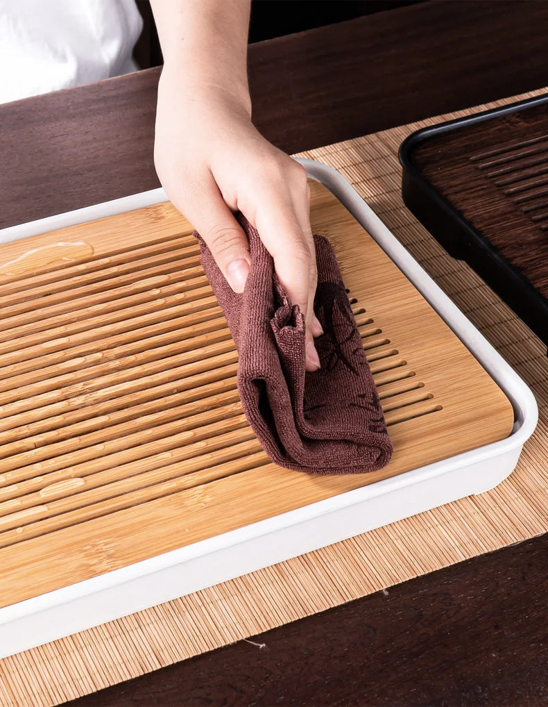 Bamboo Tea Tray Home Living Room Kungfu Tea Set Small Tea Tray Draining Dry Soaking Table Storage Wet And Dry Use