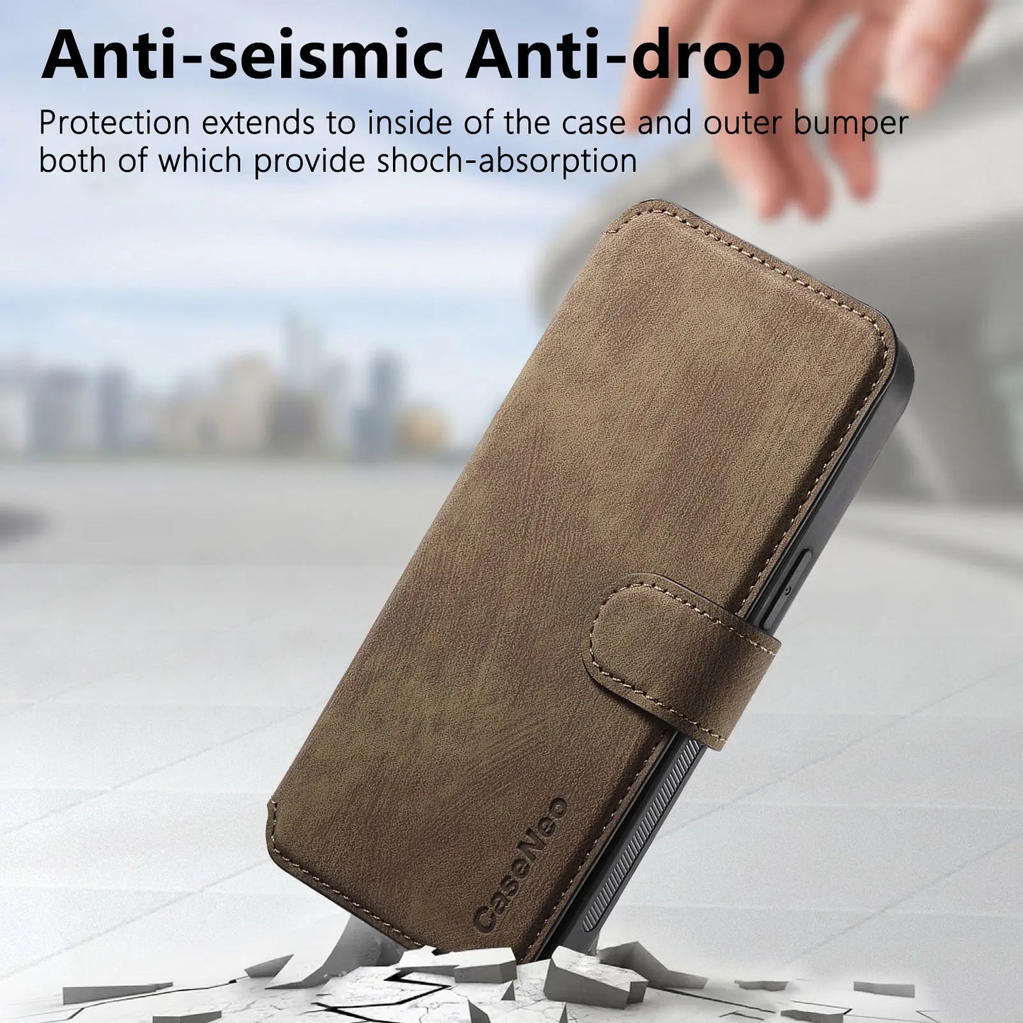 Flip Leather Wallet Case for iPhone 16 15 Pro Max 14 Plus 16E Magsafe  Detachable Card Slot Holder Cover