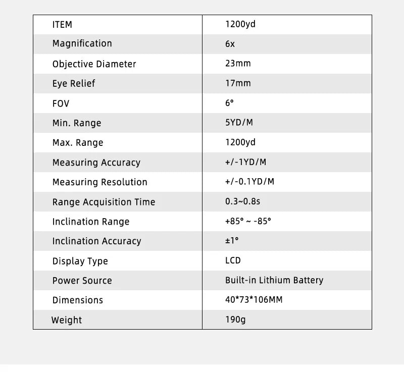 Golf Laser Rangefinder Hunting Rechargeable 1200m 650m Slope Adjusted Flag-Lock Vibration Laser Distance Meter