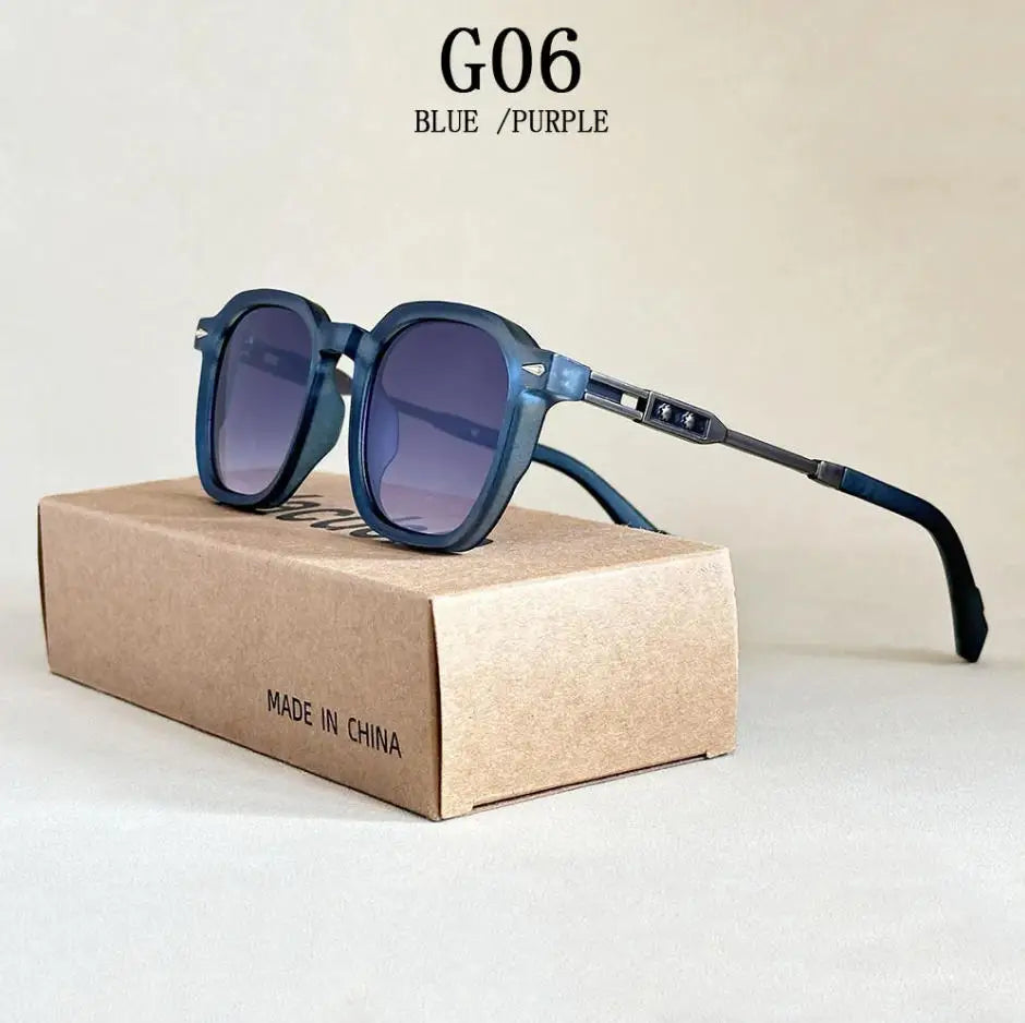 Vintage Square Acetate Frame Sunglasses With UV400 Protection