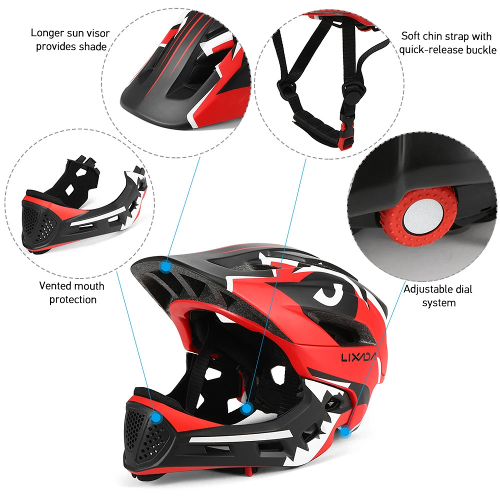 Detachable Full Face Bike helmet 's Sports  Cycling mtb Motorcycle Skateboarding Roller Skating Helmet