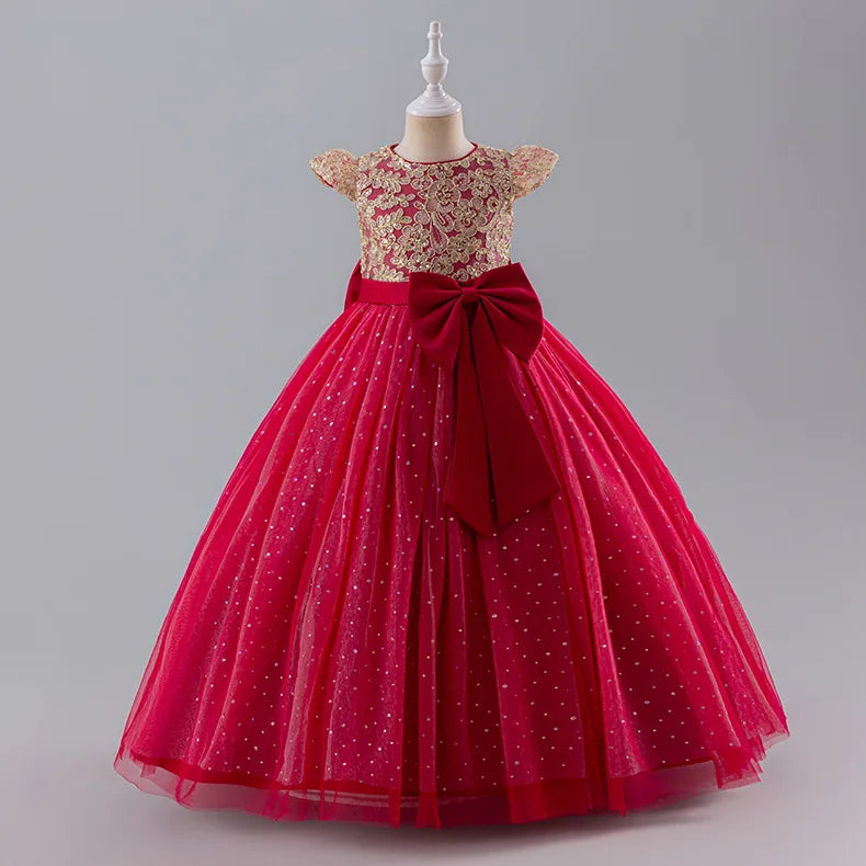 Girls Princess Dress - Fluffy Tulle Ball Gown with Bow Belt First Birthday Party Dress, Flower Girl Wedding Outfit