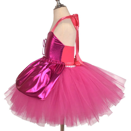 Princess Girls Rosy Knee Length Barbi Tutu Dresses for Girl Letter B Birthday Party New Year Christmas Costumes Margot Robbie