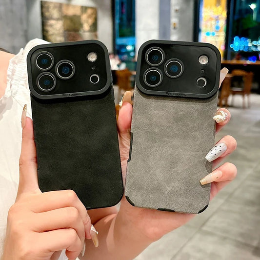 Luxury Leather Lambskin Shockproof Phone Case For iPhone 17 16 Pro Max 17Air 15 14 Plus Matte Cover