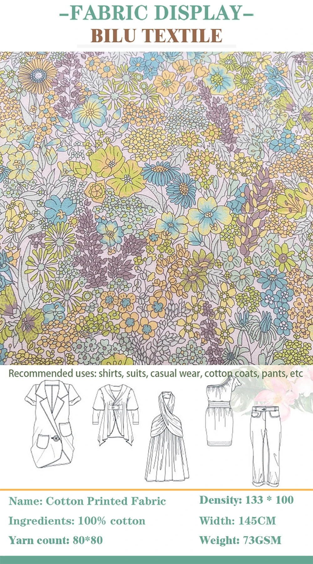 1/3/5M 100%Cotton Digital Printing 80s Like Liberty Margaret Annie Poplin Sewing fabric Making Dress Clothing Handmade DIY Cloth