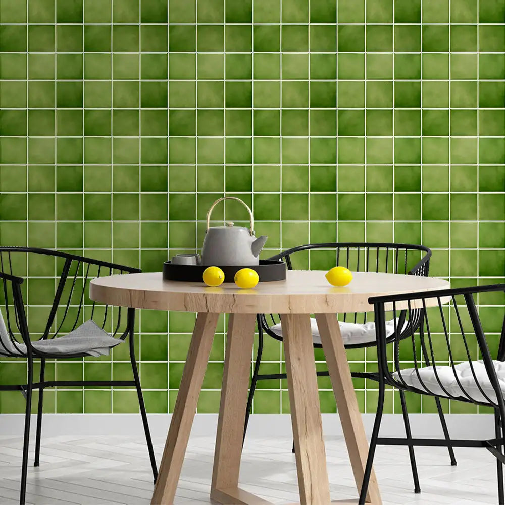 10pcs 3D Tile Stickers, Self-adhesive Green Tile Backsplash for Kitchen Bathroom, Waterproof, Matt, 30 x 30cm, Interior Wall Decor