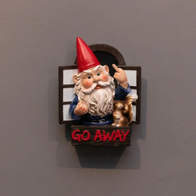 Go Away Rude Middle Finger Gnome Garden Statue Gnome Figurine Resin Angry Wacky Guardian Gnome Home Wall Tree Hanging Decor
