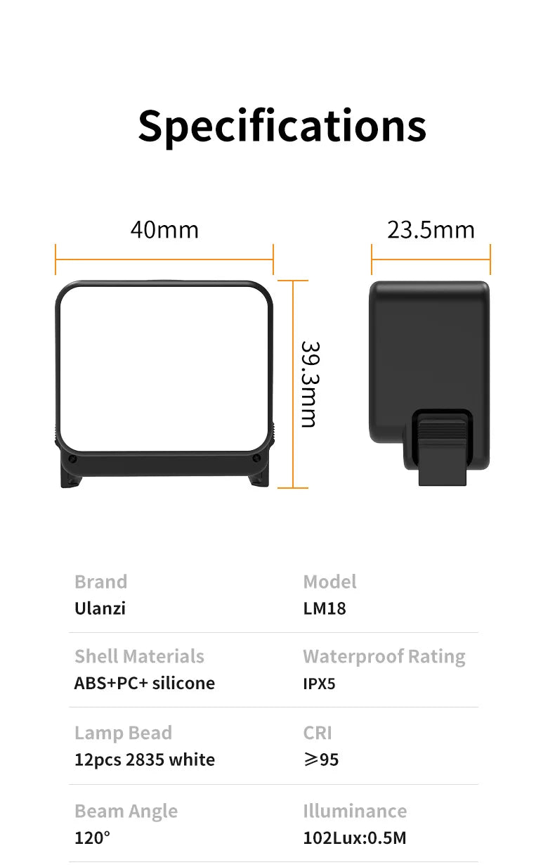 IPX5 Waterproof LED Video Fill Light, Magnetic Mini Light for DJI Osmo Action 5/4/3 & Pocket 3