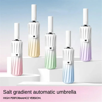 32 Bone Automatic Umbrella Gradient Color 3 Fold Windproof Waterproof Sunshade Sun UV Protection Umbrellas